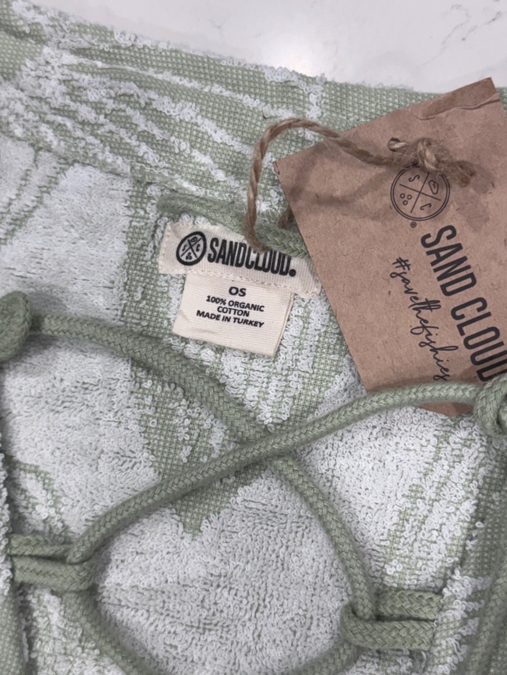 Sand Cloud Sage Green 100% Organic Cotton Lace Up Beach Swim Cover Up OS Poncho - Picture 9 of 10